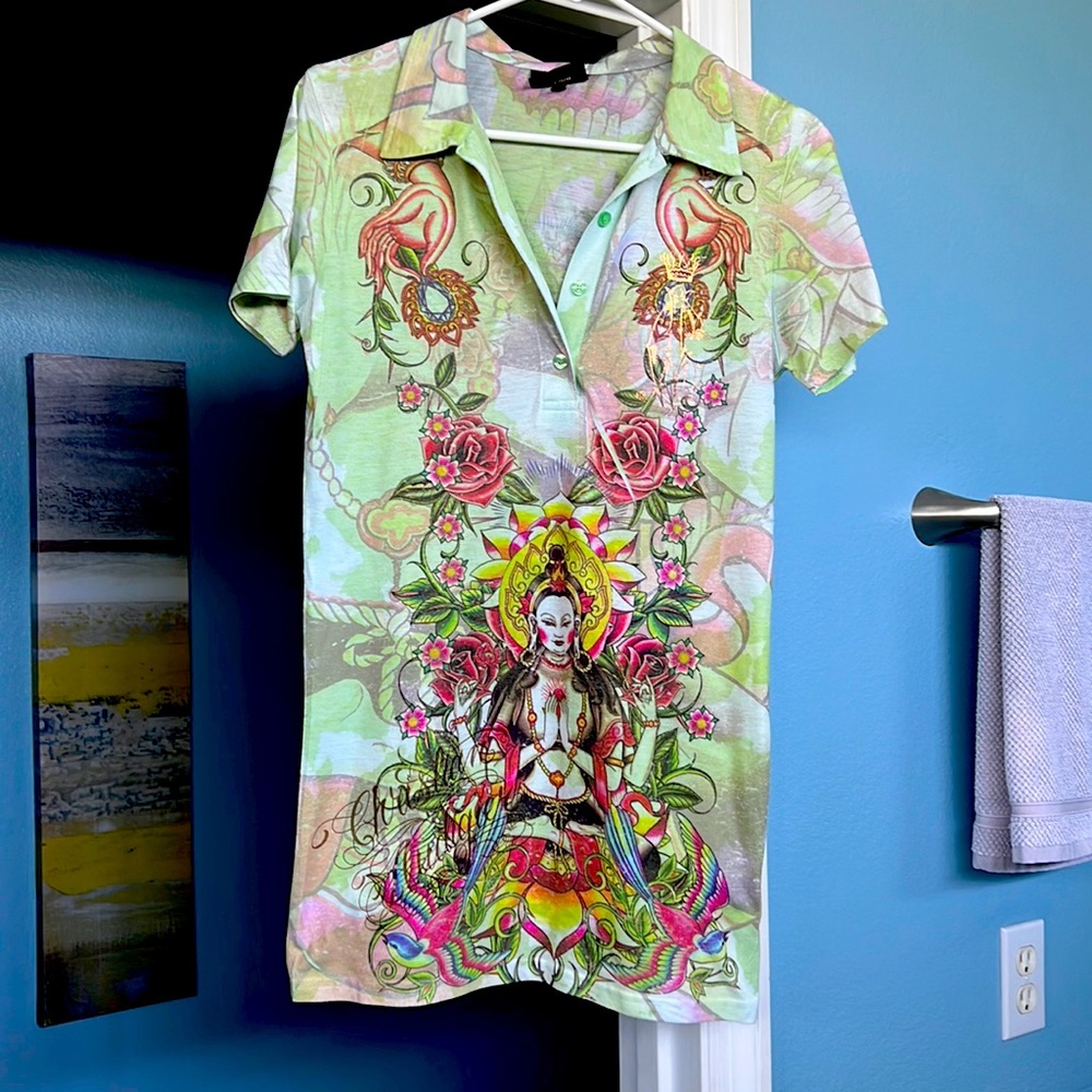 Christian Audigier retro polo shirt.